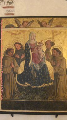 Virgin with the Child between the Saints Francis of Assisi, Simone da Collazzone, Bernardino da Siena, Anthony of Padua and angels